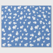 青い背景の漫画の羊 ラッピングペーパー (フラット)