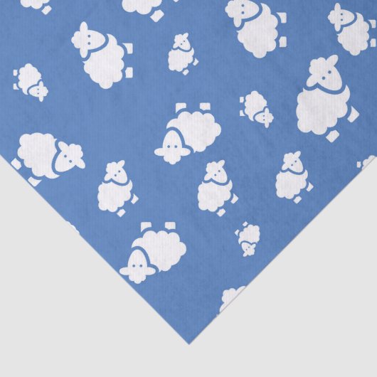 青い背景の漫画の羊 薄葉紙 (詳細)