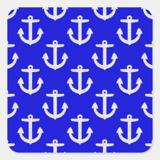 青い背景の白いいかり スクエアシール (正面)