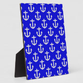 青い背景の白いいかり フォトプラーク (側面)