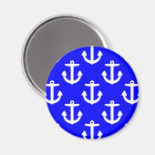 青い背景の白いいかり マグネット (正面/裏面)