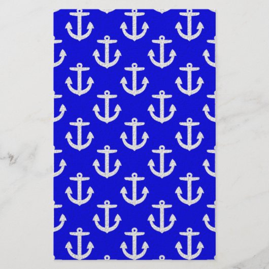 青い背景の白いいかり 便箋 (正面)