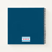 青い背景の白いシカゴ「L」のプロフィール ノートブック (裏面)