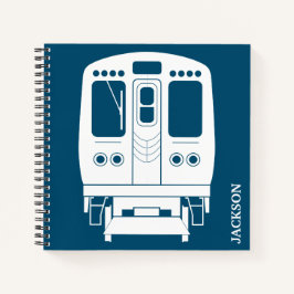 青い背景の白いシカゴ「L」のプロフィール ノートブック