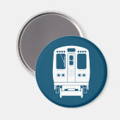 青い背景の白いシカゴ「L」のプロフィール マグネット (正面/裏面)