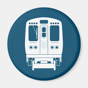 青い背景の白いシカゴ「L」のプロフィール マグネット