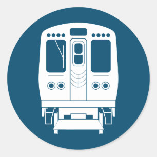 青い背景の白いシカゴ「L」のプロフィール ラウンドシール