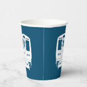 青い背景の白いシカゴ「L」のプロフィール 紙コップ (右)