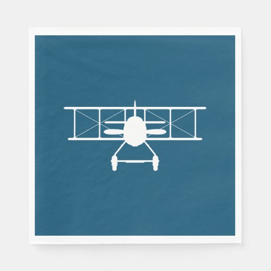 青い背景の白い二面縦断 スタンダードランチョンナプキン (正面)