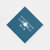 青い背景の白い二面縦断 スタンダードランチョンナプキン (角)