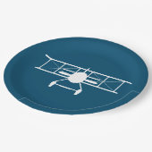 青い背景の白い二面縦断 ペーパープレート (アングル)