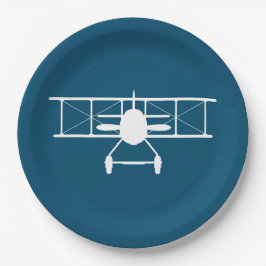 青い背景の白い二面縦断 ペーパープレート