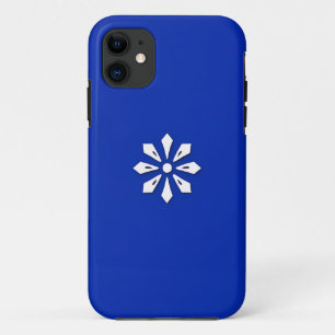青い背景の白い幾何学模様 iPhone 11 ケース