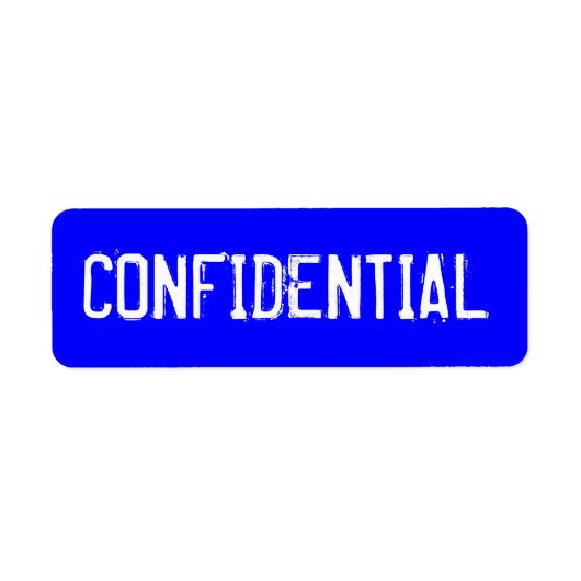 青い背景の白い文字のCONFIDENTIAL ラベル (正面)