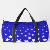 青い背景の白い星模様（小） ダッフルバッグ (裏面)