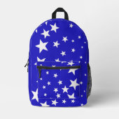 青い背景の白い星模様（小） プリントバックパック (正面)