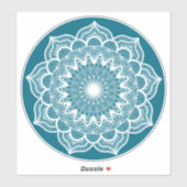 青い背景の白い曼荼羅 シール (シート)