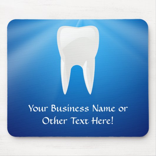 青い背景の白い歯 マウスパッド (正面)