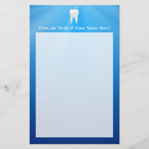 青い背景の白い歯 便箋