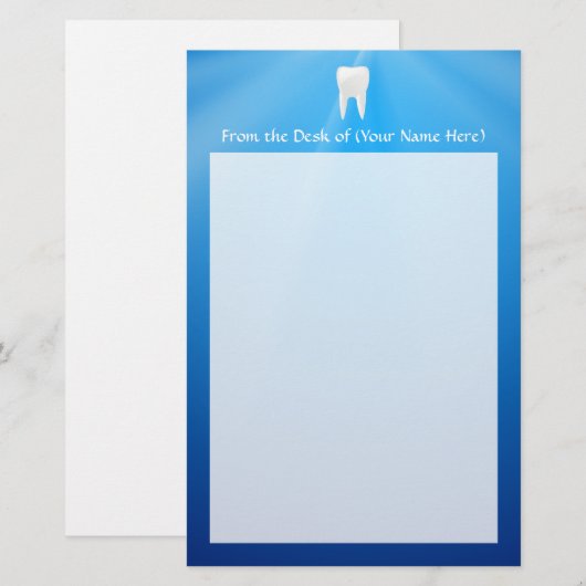 青い背景の白い歯 便箋 (正面/裏面)