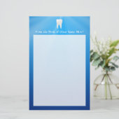 青い背景の白い歯 便箋 (スタンド正面)