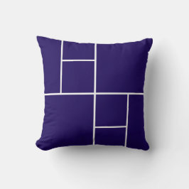 青い背景の白い線（非対称） クッション