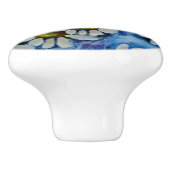 青い背景の白い花 セラミックノブ (側面)