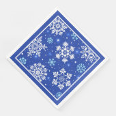 青い背景の白い雪の結晶 (コーナー)