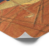 青い背景の緑の草の中のバッタ ポスター (角)