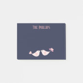 青い背景の美しいピンクの愛の鳥 ポストイット (正面)