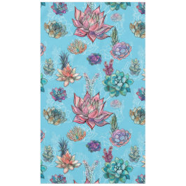 青い背景の花柄の芸術 テーブルクロス