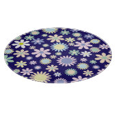 青い背景の花柄 カッティングボード (角)