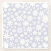 青い背景の花柄 ガラスコースター (裏面)