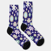 青い背景の花柄 ソックス (右)