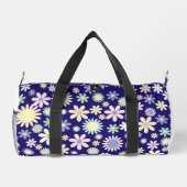 青い背景の花柄 ダッフルバッグ (裏面)