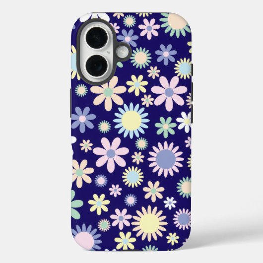 青い背景の花柄 Case-Mate iPhoneケース (裏面)
