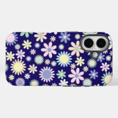 青い背景の花柄 Case-Mate iPhoneケース (裏面 (横))