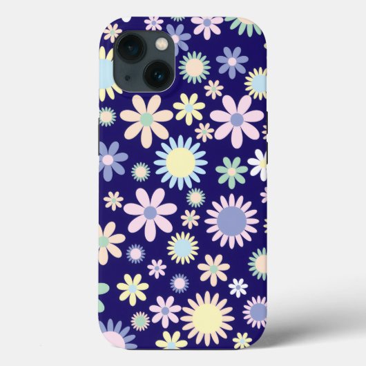 青い背景の花柄 Case-Mate iPhoneケース (裏面)