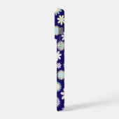 青い背景の花柄 iPhoneケース (左側面)