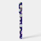 青い背景の花柄 iPhoneケース (左側面)