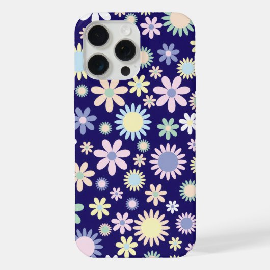 青い背景の花柄 iPhoneケース (裏面)