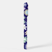 青い背景の花柄 iPhoneケース (右側面)