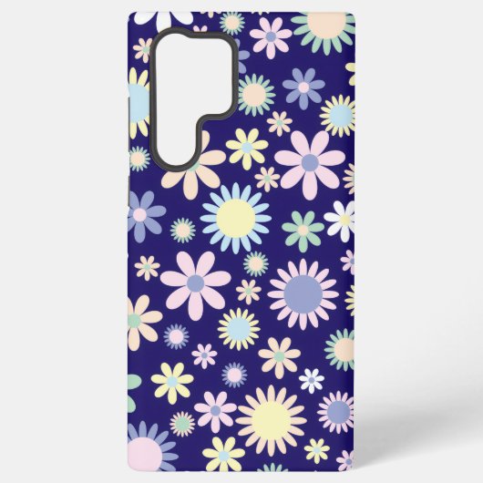 青い背景の花柄 SAMSUNG GALAXYケース (裏面)