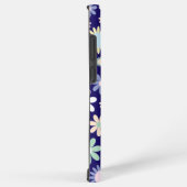 青い背景の花柄 SAMSUNG GALAXYケース (右側面)