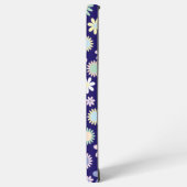 青い背景の花柄 SAMSUNG GALAXYケース (左側面)