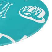 青い背景の装飾文字 カッティングボード (角)