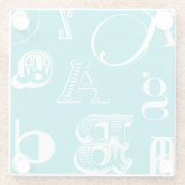 青い背景の装飾文字 ガラスコースター (裏面)