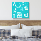 青い背景の装飾文字 キャンバスプリント (インサイチュ (寝室))