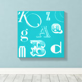 青い背景の装飾文字 キャンバスプリント (インサイチュ (ウッドフロア))