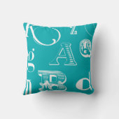 青い背景の装飾文字 クッション (裏面)
